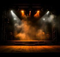 AI generated Stage style wood and iron background for your compositions AI generated photo