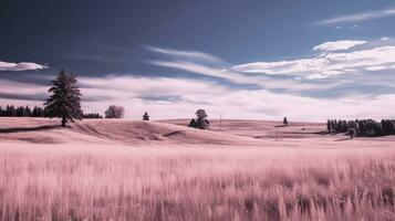 an infrared image of a field with trees generative ai photo