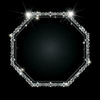 un octagonal marco hecho de diamantes en un negro antecedentes generativo ai foto