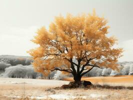 an infrared image of a tree in a field generative ai photo