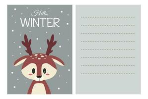 Cute Christmas Postcard with a Deer vector