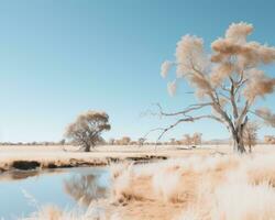 an infrared image of a tree in the middle of a field generative ai photo