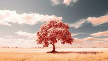 an infrared image of a tree in the middle of a field generative ai photo