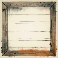 an old wooden frame on a white background generative ai photo