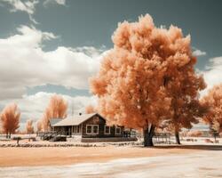 an infrared image of a house and a tree generative ai photo