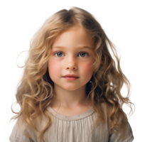 AI generated Portrait of little girl isolated on transparent background. Cute child looking at camera png