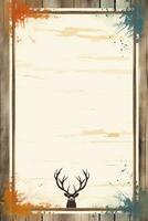 an old wooden background with a deer head on it generative ai photo