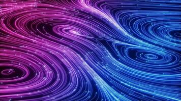 Flowing lines and glowing particles, Neon lines video, 3d rendering. video