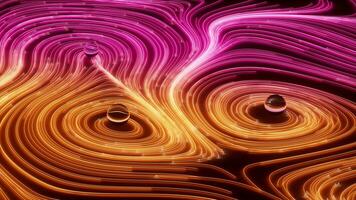 Flowing lines and glowing particles, Neon lines video, 3d rendering. video