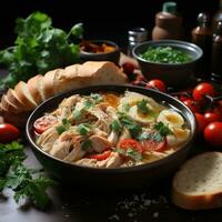 AI generated Chicken Soup More Foods Fresh and Healthy Dining Generative AI photo