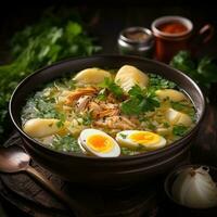 AI generated Delicious Chicken Soup Ultimate Healthy Feast Image Generative AI photo