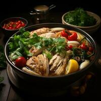 AI generated Ultimate Healthy Feast Realistic Chicken Soup Image Generative AI photo