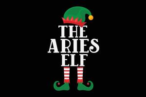 Aries Elf Zodiac Christmas Birthday T-Shirt Design vector