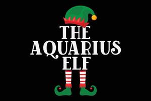 Aquarius Elf Zodiac Christmas Birthday T-Shirt Design vector