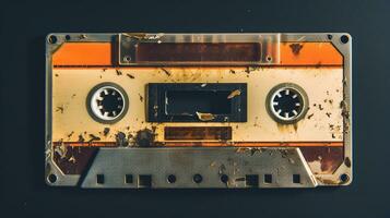 AI generated Generative AI, photo of old audio tape cassette, vintage nostalgic object for the design of the 80s