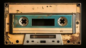 AI generated Generative AI, photo of old audio tape cassette, vintage nostalgic object for the design of the 80s