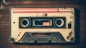 AI generated Generative AI, photo of old audio tape cassette, vintage nostalgic object for the design of the 80s