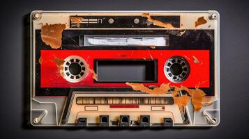 AI generated Generative AI, photo of old audio tape cassette, vintage nostalgic object for the design of the 80s