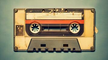 AI generated Generative AI, photo of old audio tape cassette, vintage nostalgic object for the design of the 80s