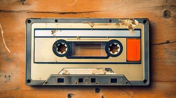 AI generated Generative AI, photo of old audio tape cassette, vintage nostalgic object for the design of the 80s