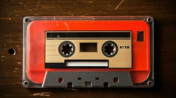 AI generated Generative AI, photo of old audio tape cassette, vintage nostalgic object for the design of the 80s