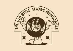 The old style always memorable. Character illustration of vinyl with happy expression vector