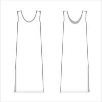 Maxi Dress, A Line Dress Front and Back Vector Template