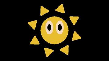 animated 2d sun in black background video