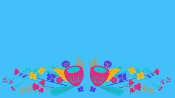 animato floreale ornamento nel blu sfondo video