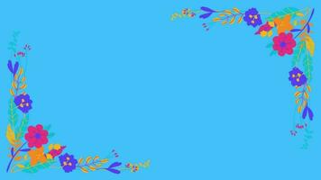 animado floral enfeite dentro azul fundo video