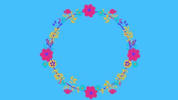 animated floral ornament in blue background video