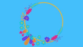 animated floral ornament in blue background video