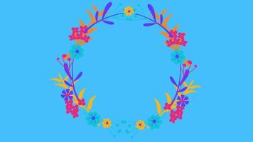 animated floral ornament in blue background video