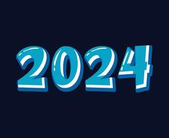 Happy New Year 2024 Abstract Cyan And White Graphic Design Vector Logo Symbol Illustration With Blue Background