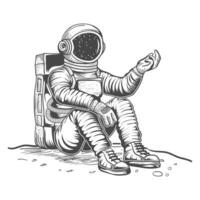 Astronaut sit in moon at space vector design.