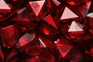 AI generated Diamonds on a red background. 3d rendering, 3d illustration, Abstract background of red diamonds, AI Generated photo