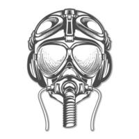 pilot skull with helmet and mask vector design.