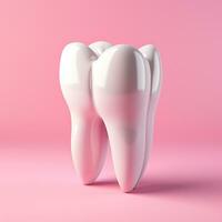 AI generated A snow -white tooth on a pink background, the concept of dentistry - AI Generated Image photo