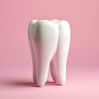 AI generated A snow -white tooth on a pink background, the concept of dentistry - AI Generated Image photo