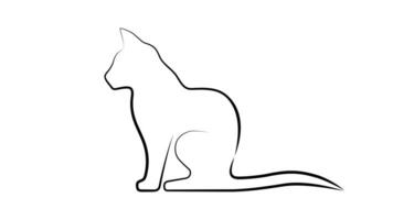 Black cat silhouette. Line art cat vector