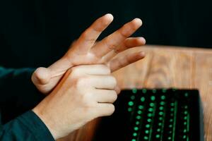 The player shows gestures. photo