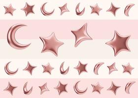 Pink seamless pattern with stars and moons. Applicable for fabric print, textile, wallpaper, gifts wrapping paper. Repeatable texture. Modern style, pattern for girls bedding, clothes. 3D. photo