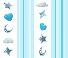 Blue seamless pattern with stars, moons and hearts. Applicable for fabric print, textile, wallpaper, gifts wrapping paper. Repeatable texture. Modern style, pattern for boys bedding, clothes. 3D. photo
