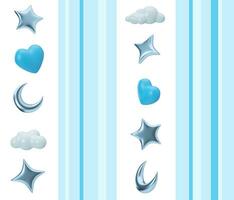 Blue seamless pattern with stars, moons and hearts. Applicable for fabric print, textile, wallpaper, gifts wrapping paper. Repeatable texture. Modern style, pattern for boys bedding, clothes. 3D. photo