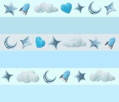 Blue seamless pattern with stars, moons and rockets. Applicable for fabric print, textile, wallpaper, gifts wrapping paper. Repeatable texture. Modern style, pattern for boys bedding, clothes. 3D. photo