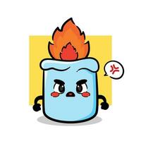 angry cute candle vector mascot. cute cartoon design character.