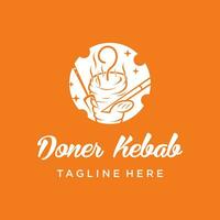doner kebab logo design element vector for restaurant with modern concept