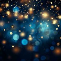 AI generated AI Generated abstract blurry sparkling background with golden star foil particles for Christmas holiday design concept. photo