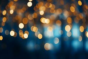 AI generated AI Generated abstract blurry sparkling background with golden star foil particles for Christmas holiday design concept. photo