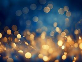 AI generated AI Generated abstract blurry sparkling background with golden star foil particles for Christmas holiday design concept. photo